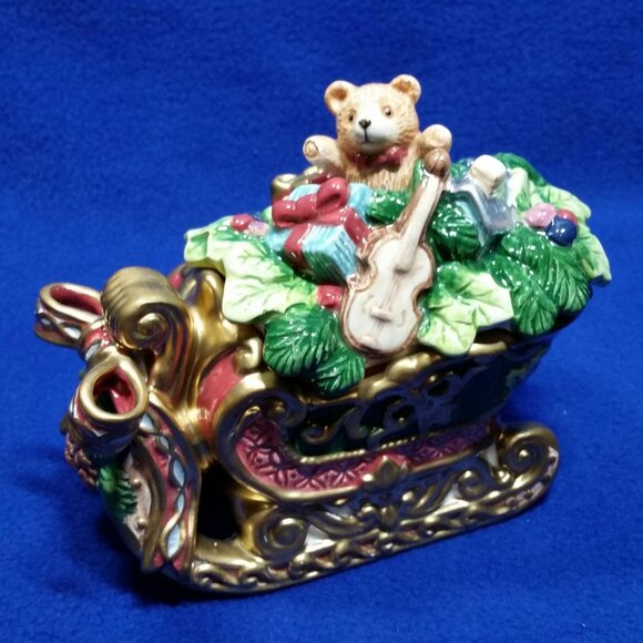 Fitz & Floyd Florentine Christmas Sugar Bowl and Creamer Set 1998 PreOwned AS IS - Picture 8 of 10